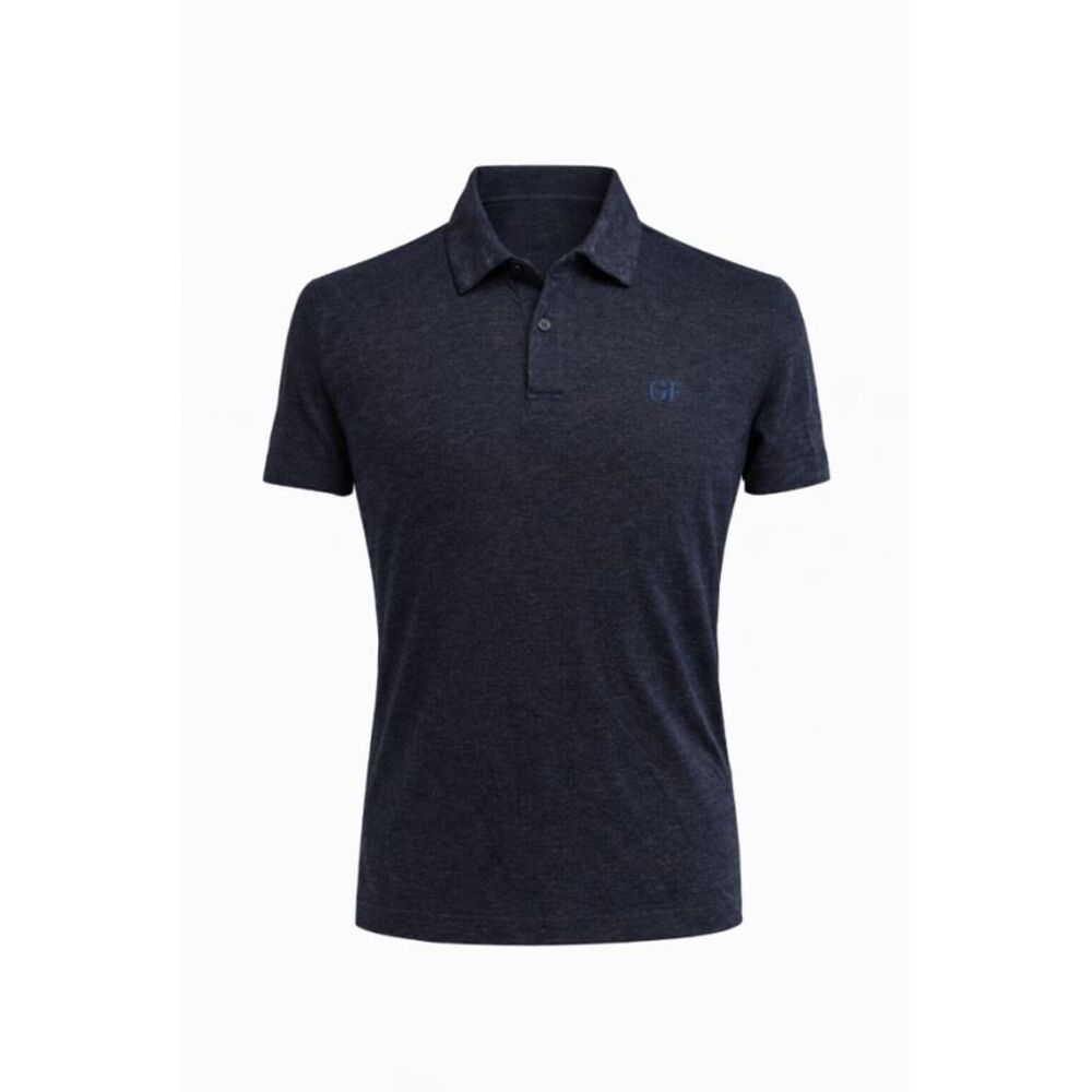Gianfranco Ferre POLO MA Navy Blue Sheer Cotton Blend Mens T-Shirt - Picture 2 of 3